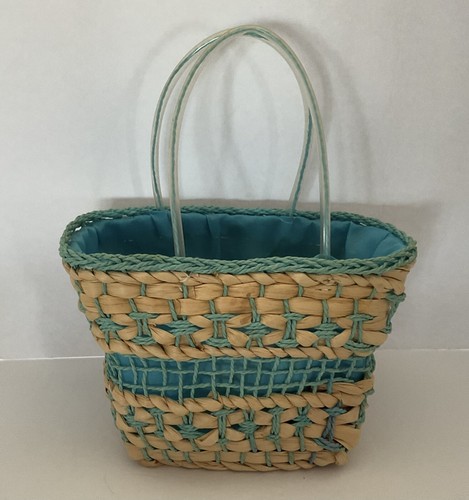 Handtasche Tasche Mädchen gewebt Stroh türkis super süß
