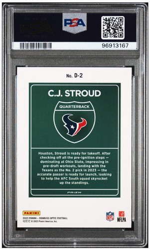 2023 Donruss Optic Downtown #D2 CJ Stroud Texans RC Rookie SSP PSA 10 HIGH END - Picture 2 of 3