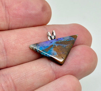 Sterling Silber 7,5ct Natürlicher Australischer Boulder Opal Opalton Anhänger