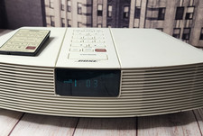 Bose Wave Radio AM/FM Alarm Clock Cream AWR1-1W w/ Remote - Dim Display