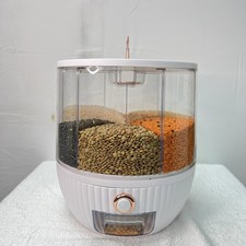 10 Kg Food Cereal Dispenser | Multi-Compartment Grain Rice Lentil Storage Button