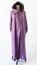 Vintage Avant Garde Purple Iridescent Maxi Opera Coat Pleated Accordion Hood XL