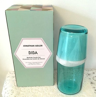Jonathan Adler Biba Bedside Carafe Set Turquoise Teal Color NEW