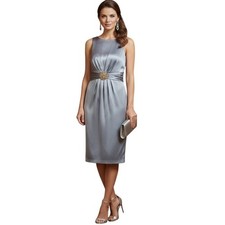 Eliza J Women's Silver Satin Sleeveless Sheath Special Occasion Dress Size 12