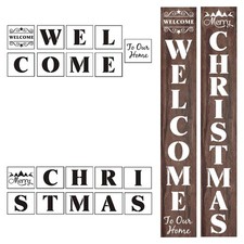 Welcome and Christmas Stencils for Painting on Wood - 19 Pack Large Vertical