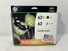 HP 62XL Black/62 Tri-color Ink Cartridge F6U01FN Value Pack Plus Photo Paper