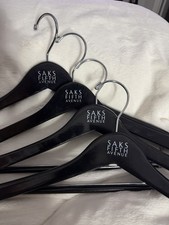 Four Saks Fifth 5th Avenue Designer Black Lacquer Wood Coat Clothes Suit Hangers