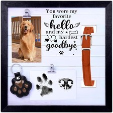 AIERSA Dog Memorial Picture Frame w/ Collar Holder  Paw Print Kit - Large