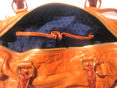 REBECCA MINKOFF CAMEL/BROWN SATCHEL HANDLE + CROSSBODY LEATHER BAG GOLD ZIPPERS - Picture 9 of 10