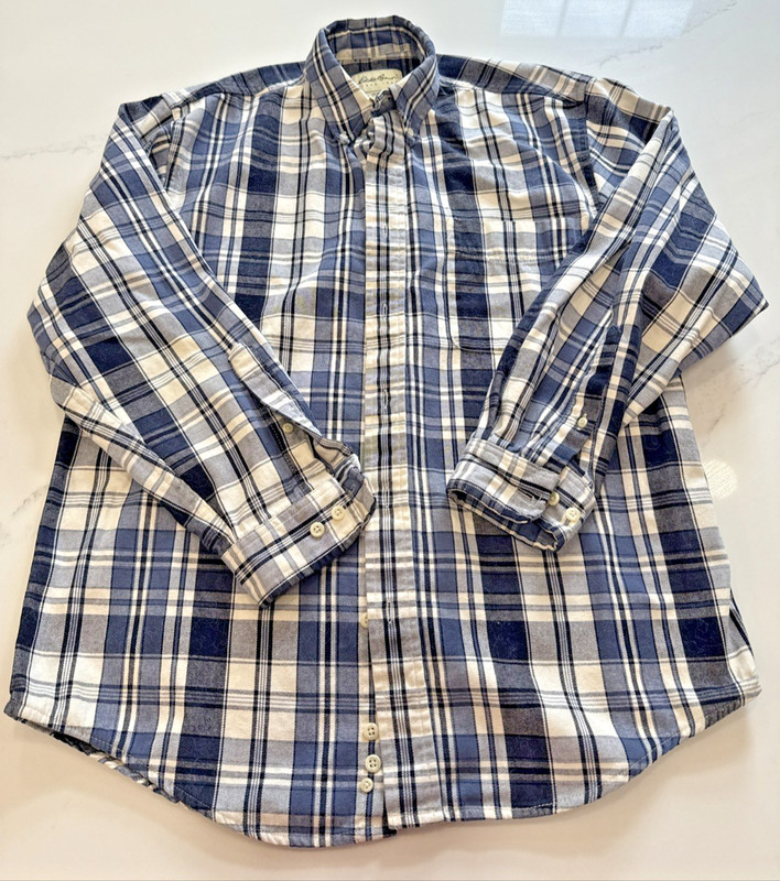 Eddie Bauer Long Sleeve Flannel Shirt Men's Small Plaid Pocket