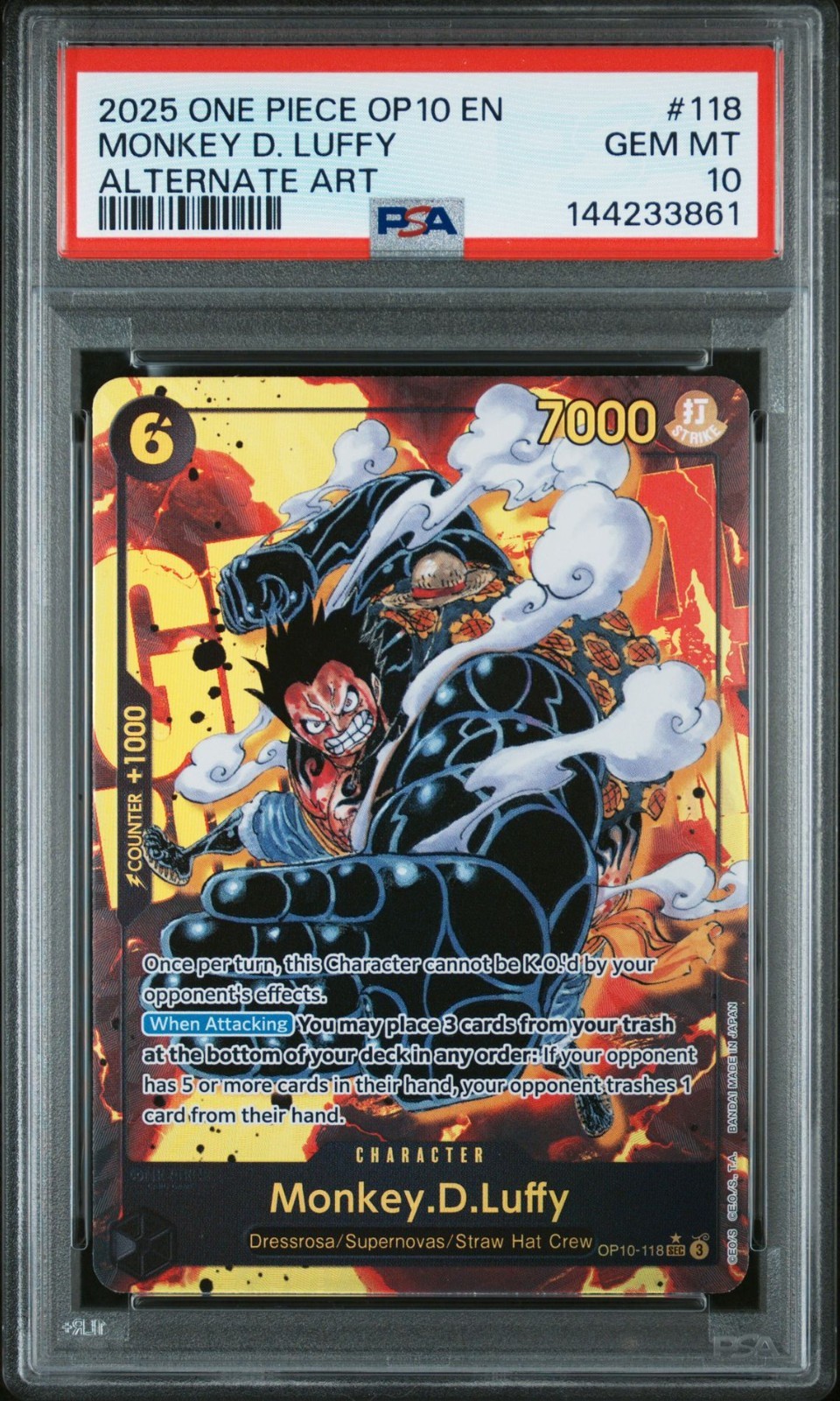2025 One Piece OP10 EN Monkey D Luffy Alternate Art #118 PSA 10 GEM MINT
