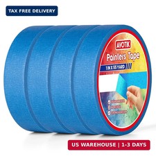 Blue Painters Tape 4 Rolls: Masking Tape 1 Inch Wide x 55 Yards - Painter's Tape