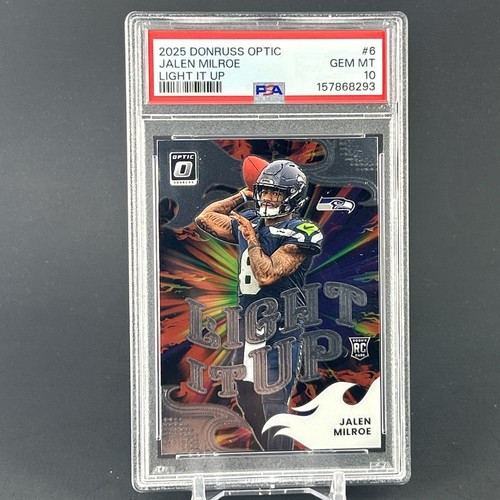 2025 PANINI DONRUSS OPTIC LIGHT IT UP #6 JALEN MILROE ROOKIE RC PSA 10
