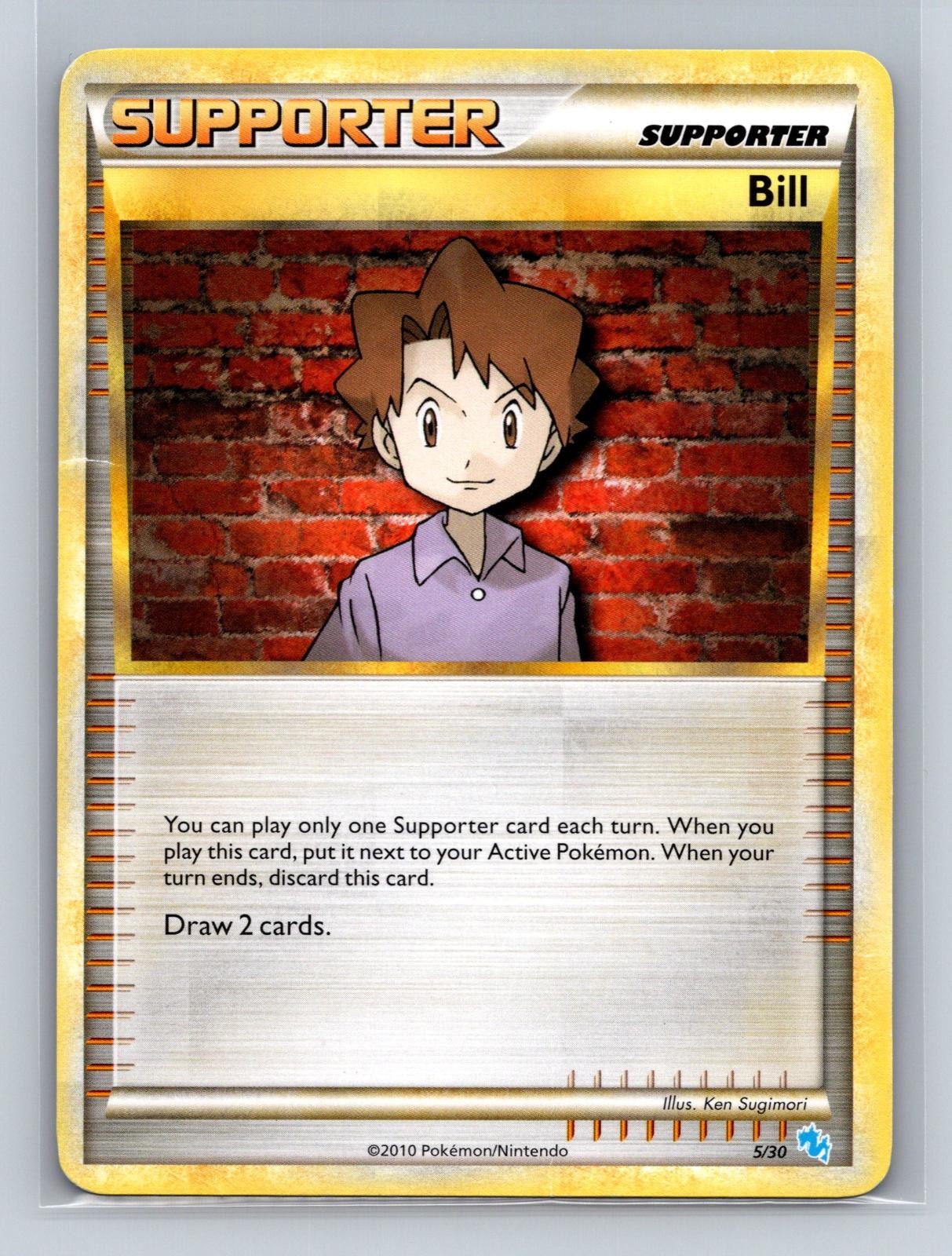 Bill (#5) 5/30 Common HGSS Trainer Kit: Gyarados & Raichu Pokemon Damaged