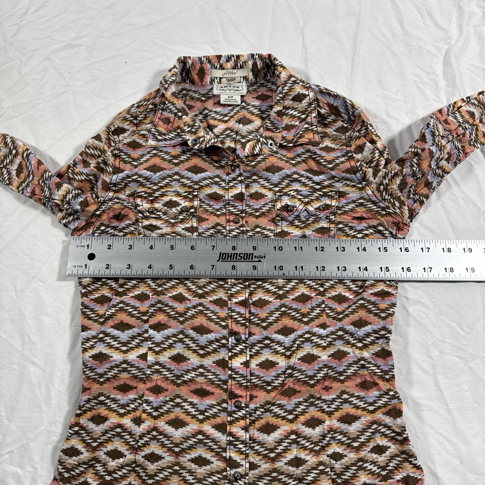 Ariat Fitted Western Button Down Aztec Shirt Wome… - image 4