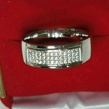 1.50Ct Round Cut White Moissanite Men's Wedding Band Ring 14k White Gold Plated