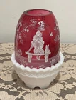 Fenton Cranberry hand painted and signed fairy lamp