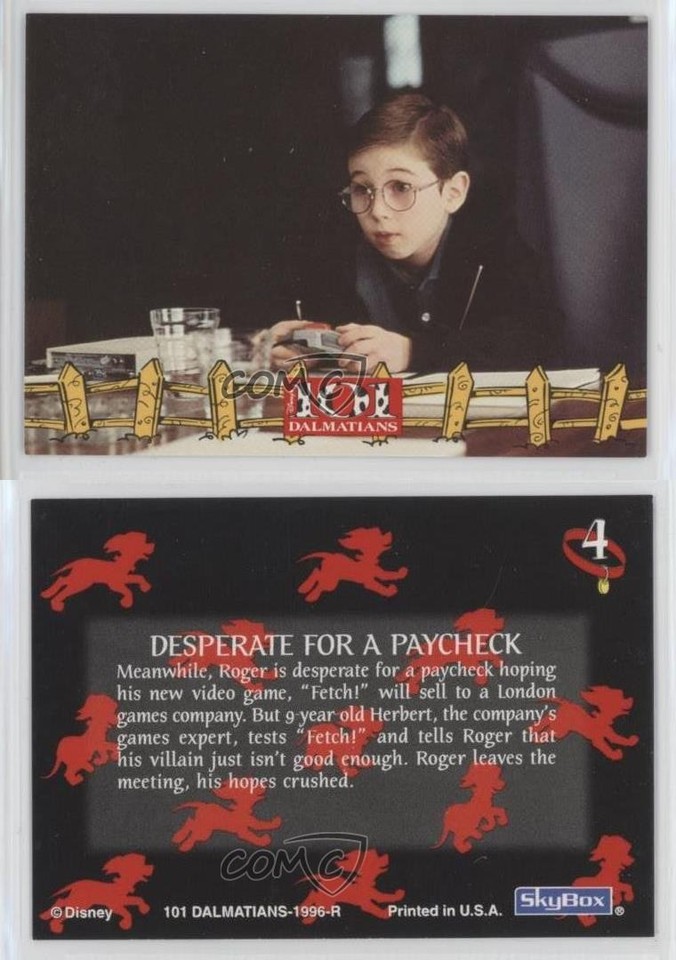 1996 SkyBox 101 Dalmatians Herbert Desperate for a Paycheck #4 0q1p | eBay