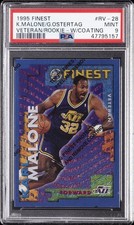 1995 FINEST VETERAN/ROOKIE W/COATING #RV-28 GREG OSTERTAG/KARL MALONE PSA 9