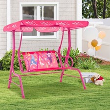 2-Seater Toddler Porch Swing Chair Kids Patio Swing-Pink