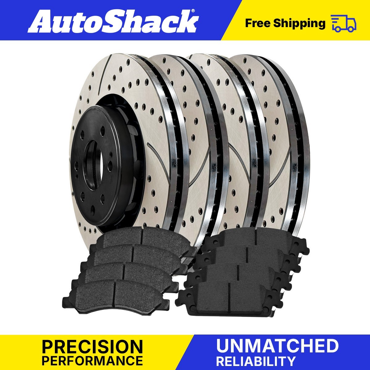 High-Performance Drilled & Slotted Brake Rotors with Ceramic Pads for GMC Yukon