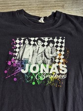 The Jonas Brothers 2008 Burning Up Tour T-Shirt Adult Size MEDIUM Black Anvil