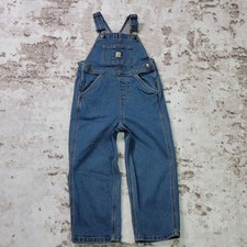Carhartt Kids Denim Overalls 4T Blue Workwear Bib Stretch Carpenter Farmcore