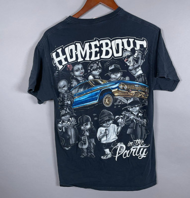 Homeboys in Party T-Shirt Adult Small Black Double Sided Lowrider Retro Cars