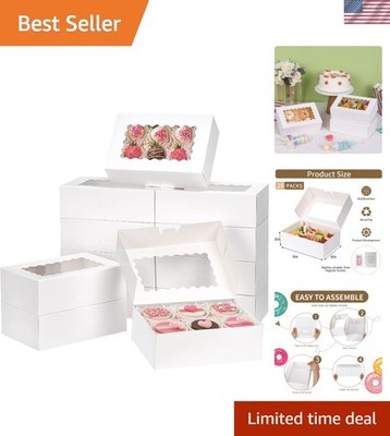 Stylish 28 Pack Cookie Boxes - Clear Window, Easy Assembly for Elegant Displays