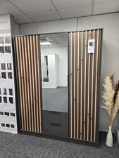 SALE! Modern Nelly Hinged Door Wardrobe with Drawers 160cm in Graphite