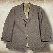Men's Ermenegildo Zegna Soft Blazer Size 44 R Wool Linen Checked Sport Jacket