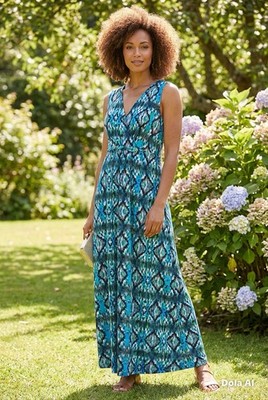 Notations Maxi Sommerkleid bunt blau Maxi ärmellos Gr. L UK 14-16