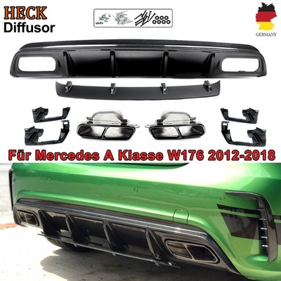 Doppel Endrohren passt für Mercedes A-Klasse W176 12-18 Carbon Look Heckdiffusor