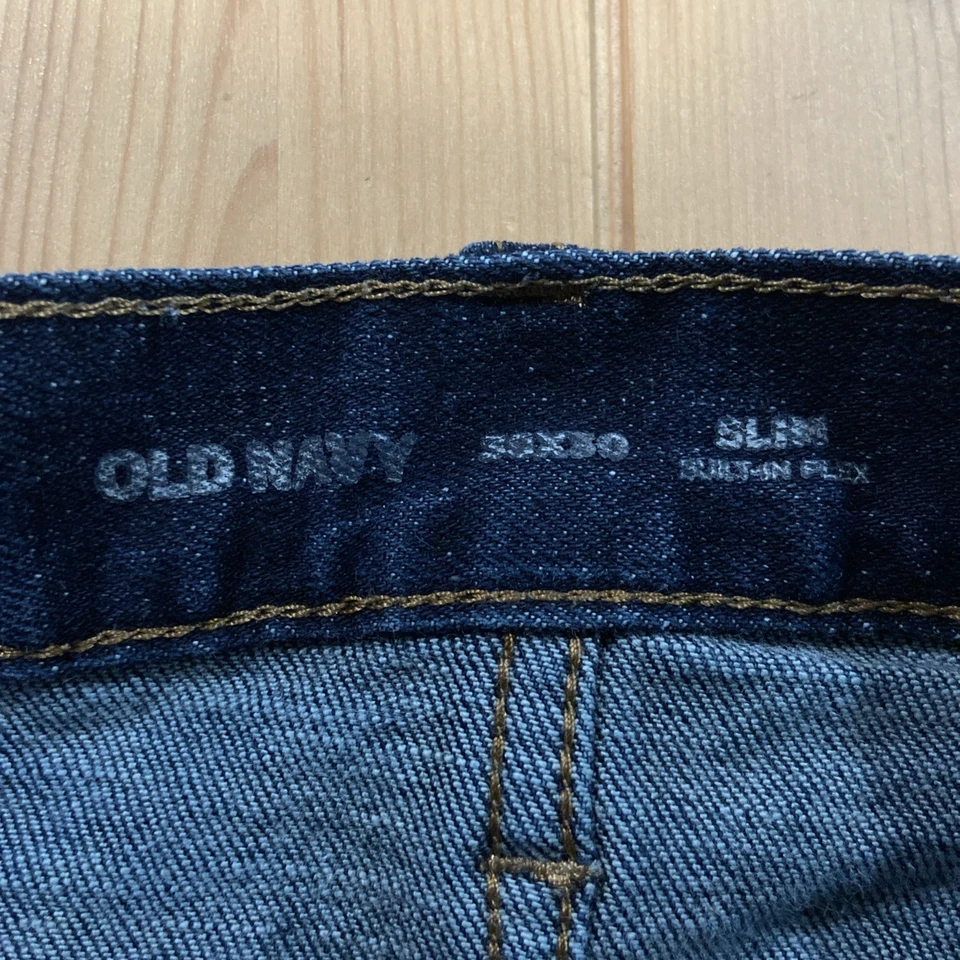 Old Navy Slim Jeans 360 Stretch All-Day Comfort Waistband Dark Wash 38x30 - Image 2 of 4