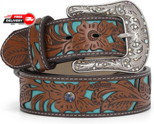 Western Belts for Women Cowgirl,Cowboy Bling Country Turquoise Belts for Jeans P
