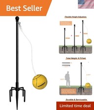Black Tetherball Set with Adjustable Pole  Sturdy Base for All-Weather Play