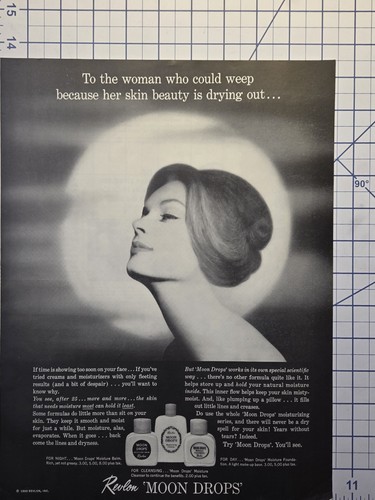 Limpiador de humedad Revlon Moon Drops anuncio impreso vintage 1960 - Imagen 2 de 4