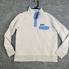 Patagonia Organic Cotton Quilted Snap-T Pullover Grey Blue Womens Small 25281