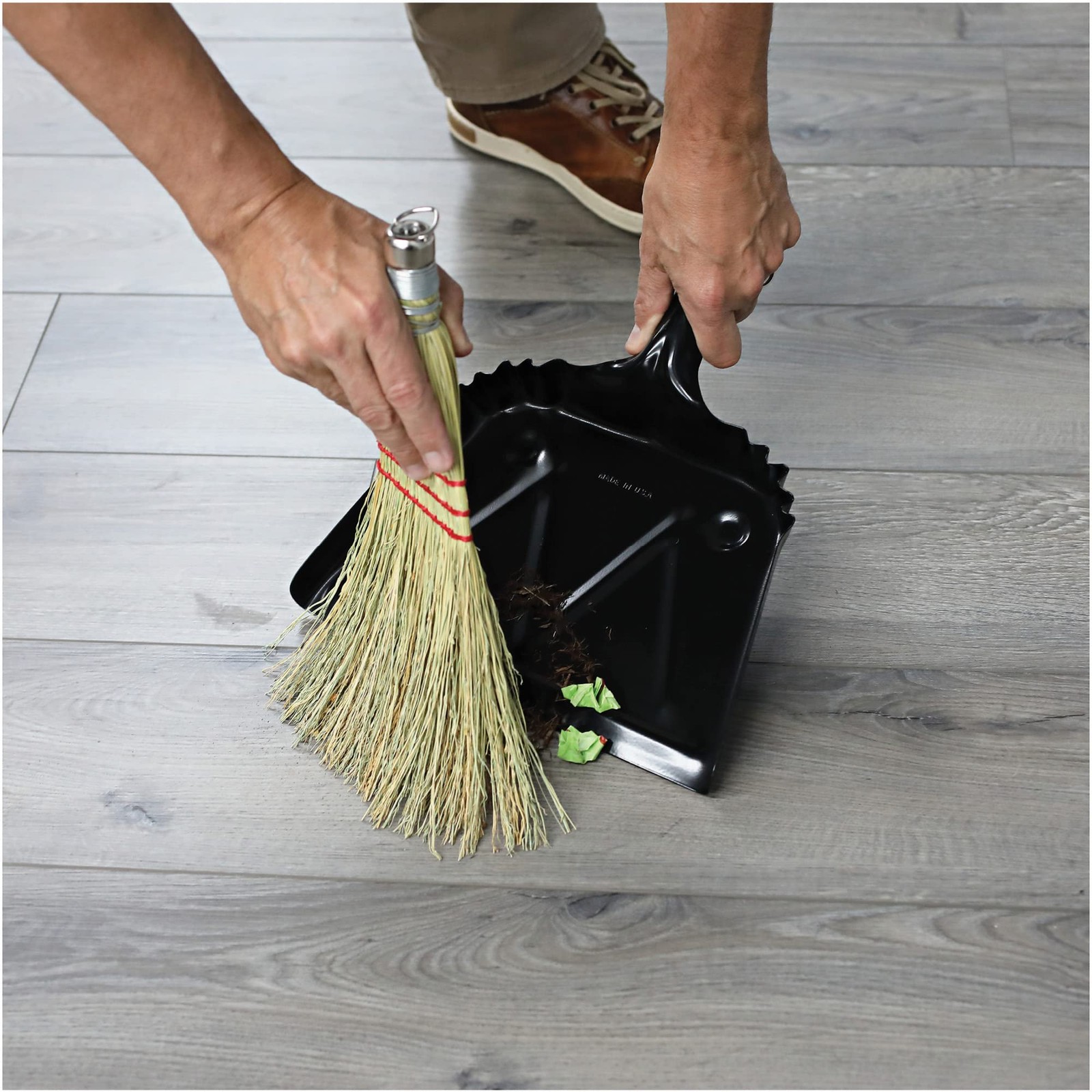 Heavy-Duty Black Metal Dustpan, 12"