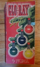 Vintage Noma Glo-Ray Light Strand Red Beads in Box w/ 7 GE Round Bulbs - Works!