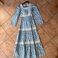 Vintage Cottagecore prairie maxi dressSize xs Blue Handmade Dress