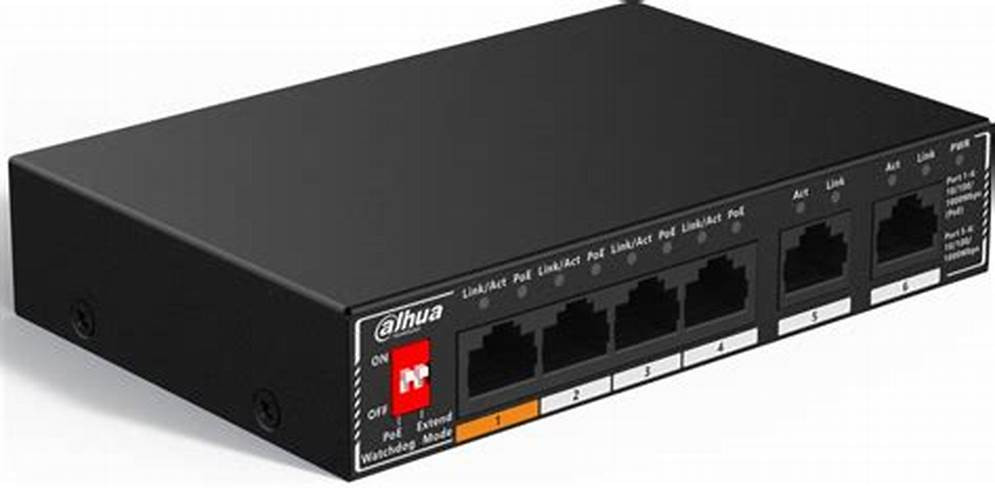 Switch Dahua SG1006P 6 Porte Gigabit PoE: Potenza 60W per Sorveglianza