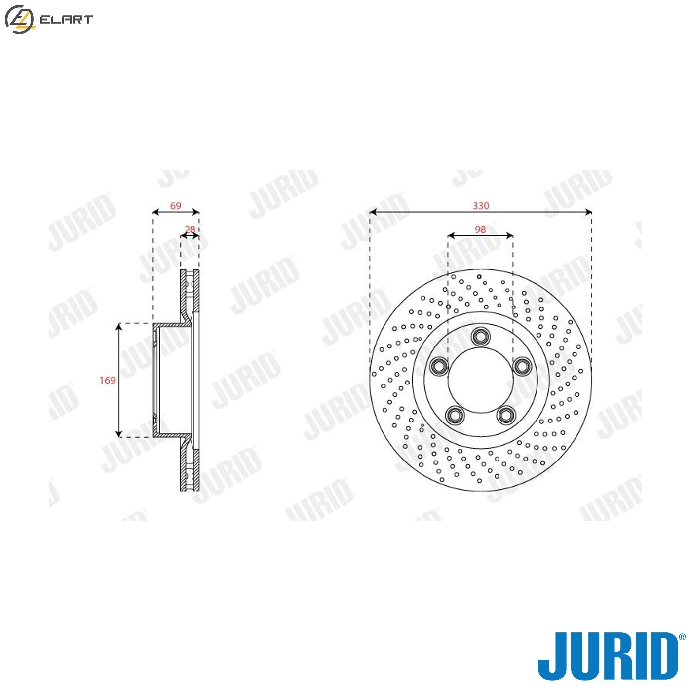 2x BRAKE DISC 563536JC-1 FOR PORSCHE BOXSTER/718 911/Targa/Convertible CAYMAN