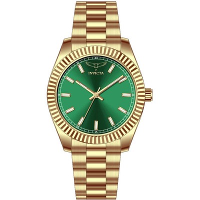 Invicta Specialty 69008 - Mens 40mm Gold Stainless Steel Green Dial Watch - NEW