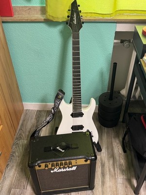 Jackson e-gitarre JS32-7 Dinky DKA HT Snow White+ Marshall Verstärker MG-15