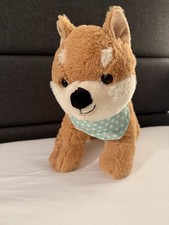 Shiba Inu Plush Stuffed Dog Toy Mint Polka Dot Bandana Standing Puppy Soft 11  