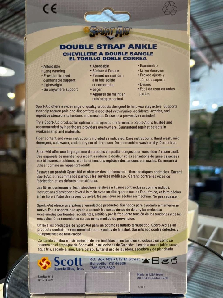 Sport Aid Doble Correa Tobillo Grande (9.25-10" Tobillo Circ.) Foto 4 de 4