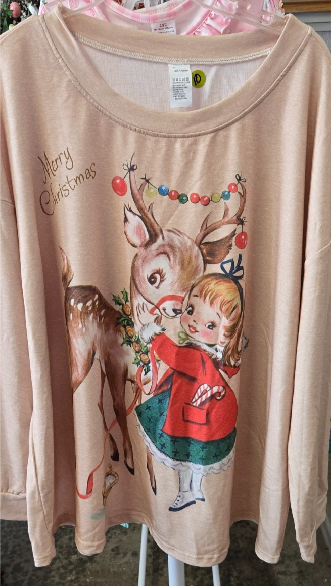 christmas dress shirts womens Long Sleeve Shirt Women's Plus Size 2XL NWOT Funny Christmas Shirts for