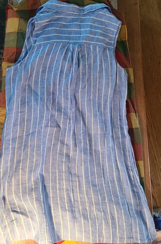 NWT C&C California Dress Cover Up 100% Linen Sleeveless Blue White Stripe 1X - Picture 11 of 14