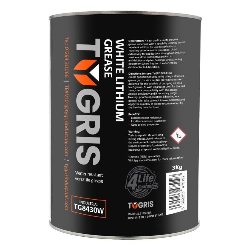 TG8430W White Lithium Grease 3kg (Box of 4) - Brand TYGRIS